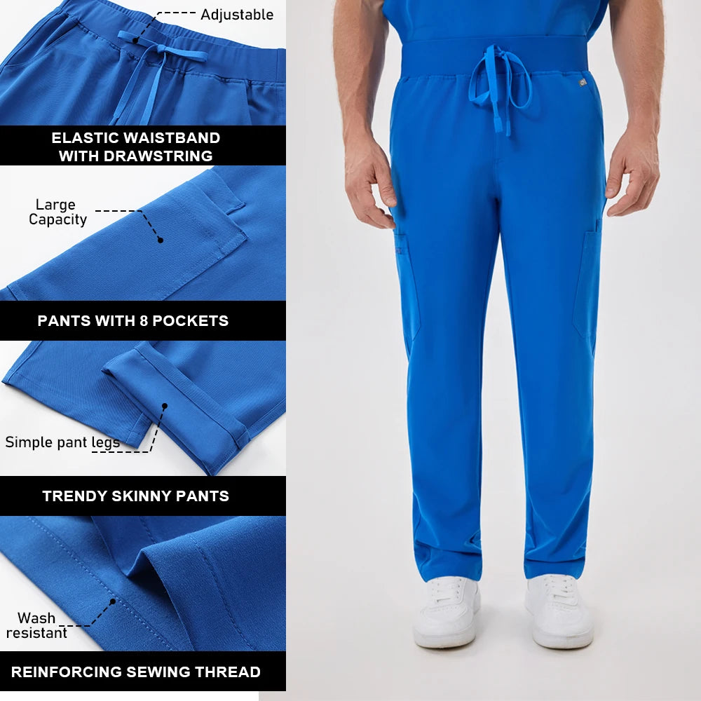 Men's Silver Ion Antibacterial Scrubs Set — Soft Stretch 2-Piece Medical Uniform