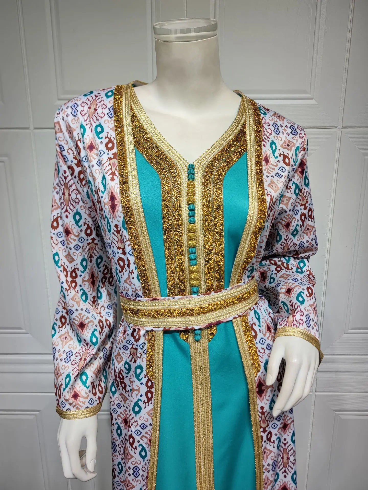 2026 Women’s Two-Piece Dress Set – Modest Islamic Long Maxi Dress, Elegant Rhinestone Embellished Outfit, Luxury Muslim Fashion for Party, Evening & Casual Wear