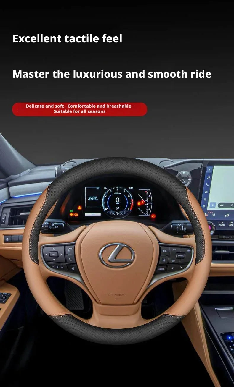 Faux Leather Steering Wheel Cover for 37–38 cm Wheels