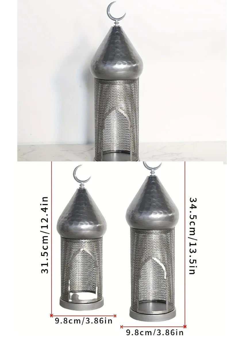 European Style Iron Hollow Wind Light Candle Holder – Ramadan & Eid Islamic Décor, Holiday Lantern for Christmas, Halloween, Parties, Home Decoration & Photography Props