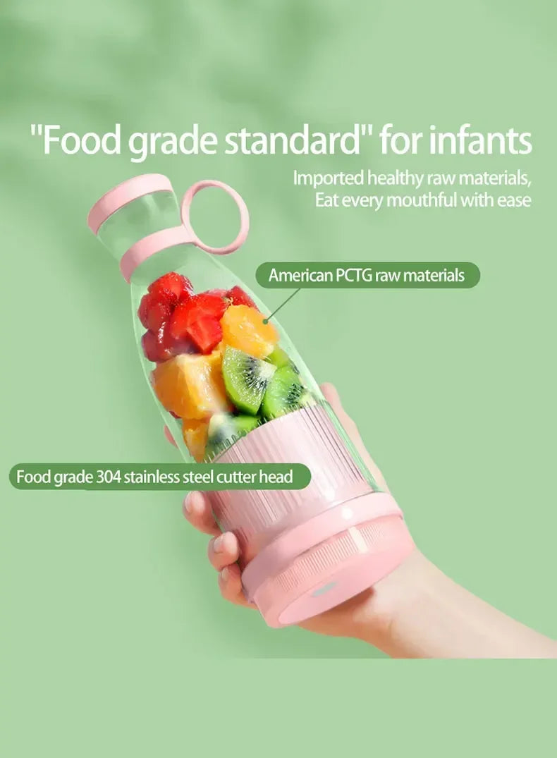 Portable USB Electric Juicer Blender, Mini 6-Blade Fruit & Milkshake Mixer for Fresh Juice