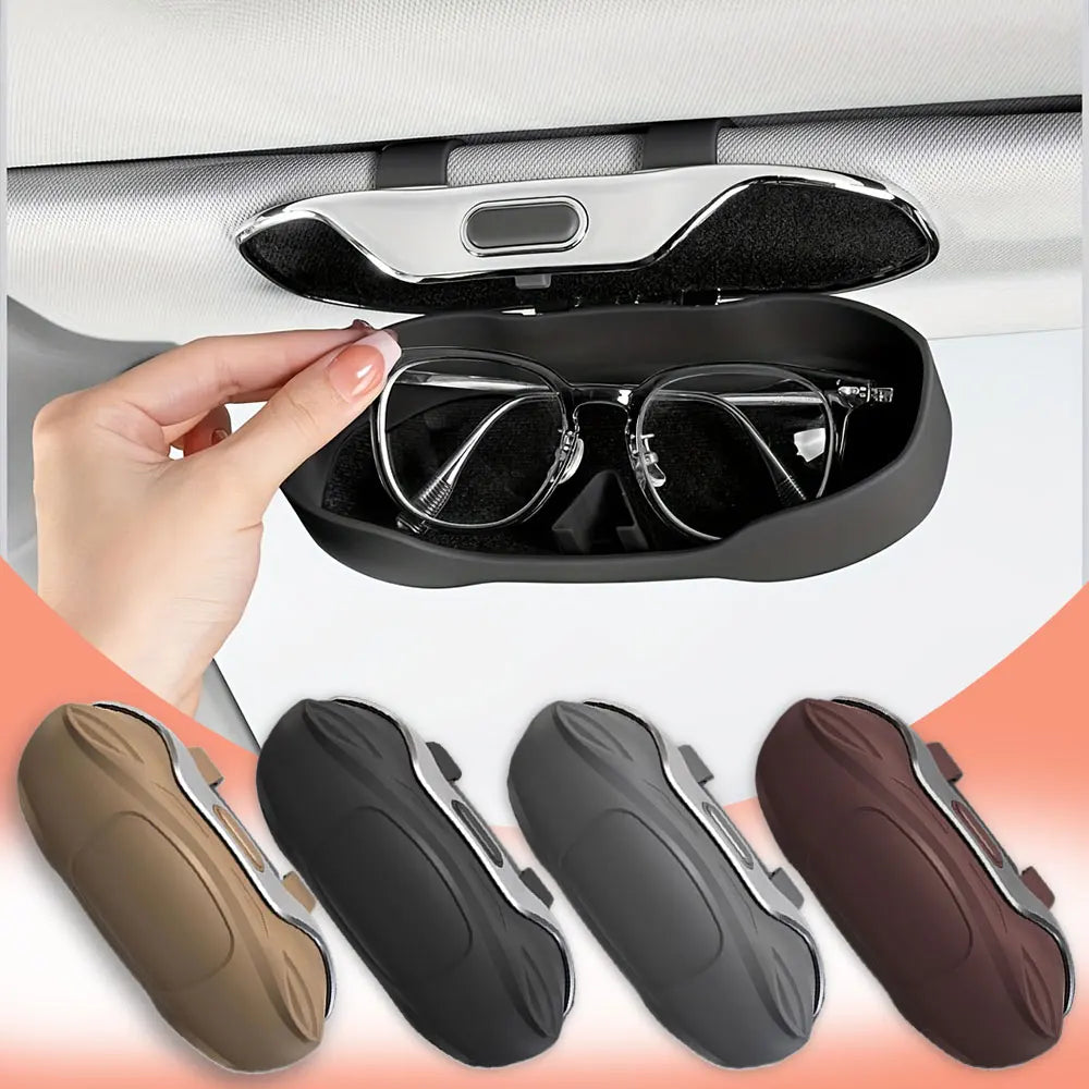 Portable Car Sunglasses Holder – Eyeglass Case & Sun Visor Clip for Driving