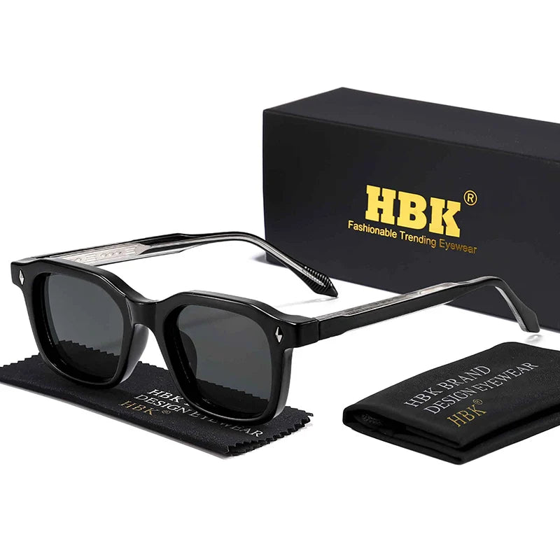 Square UV400 Sunglasses with Vintage Temple Tips — Unisex Fashion Eyewear