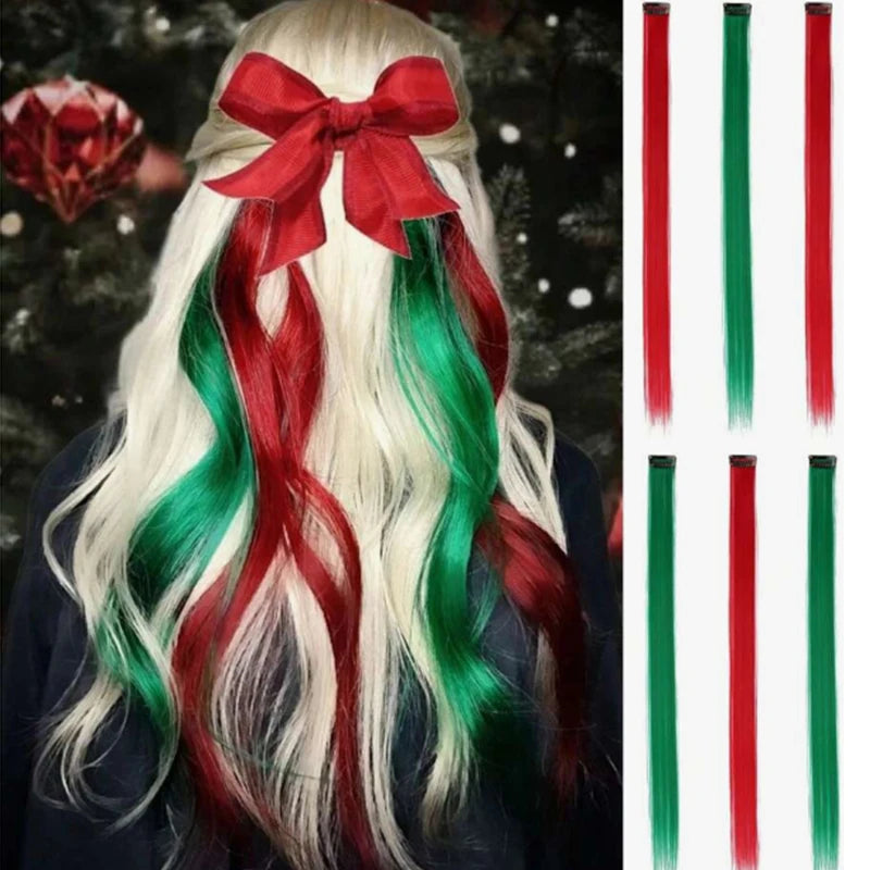 22-Inch Straight Clip-In Synthetic Hair Extensions – Colorful Highlight Hairpiece