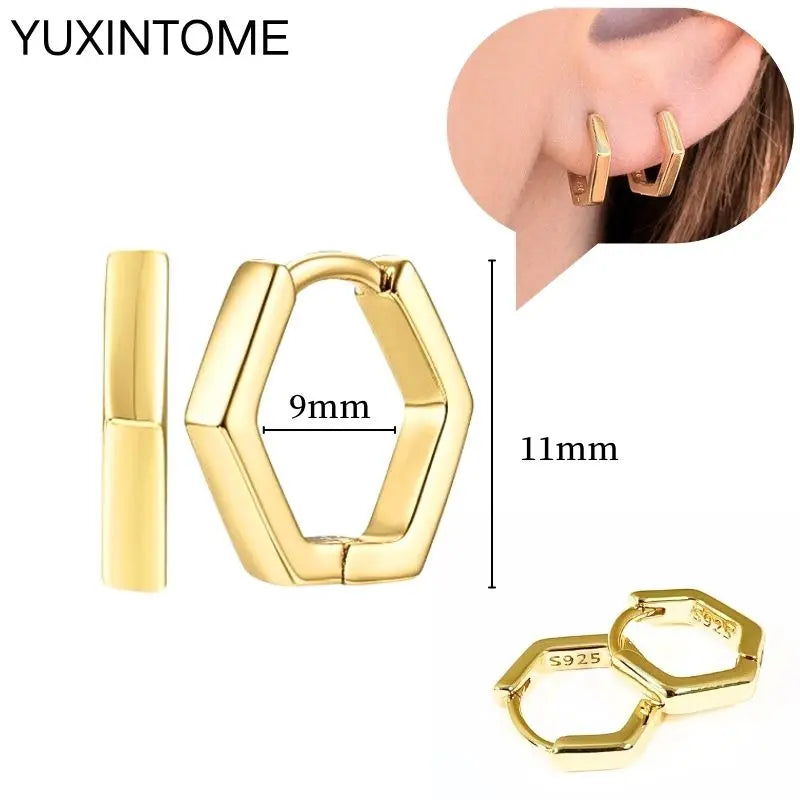 925 Sterling Silver Multi-Turn Hoop Earrings with White Zircon, Fashion Punk Jewelry for Women