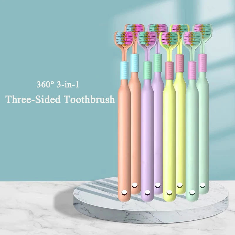 Three-Sided Toothbrush with Soft Ultra-Fine Bristles – Complete Oral Care & Gentle Teeth Cleaning