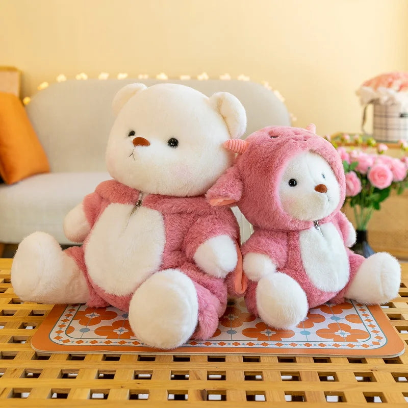 Anime Plush Toy 25/35cm – Jointed Bear, Bunny, Duck, Shark, and Pig Stuffed Animal