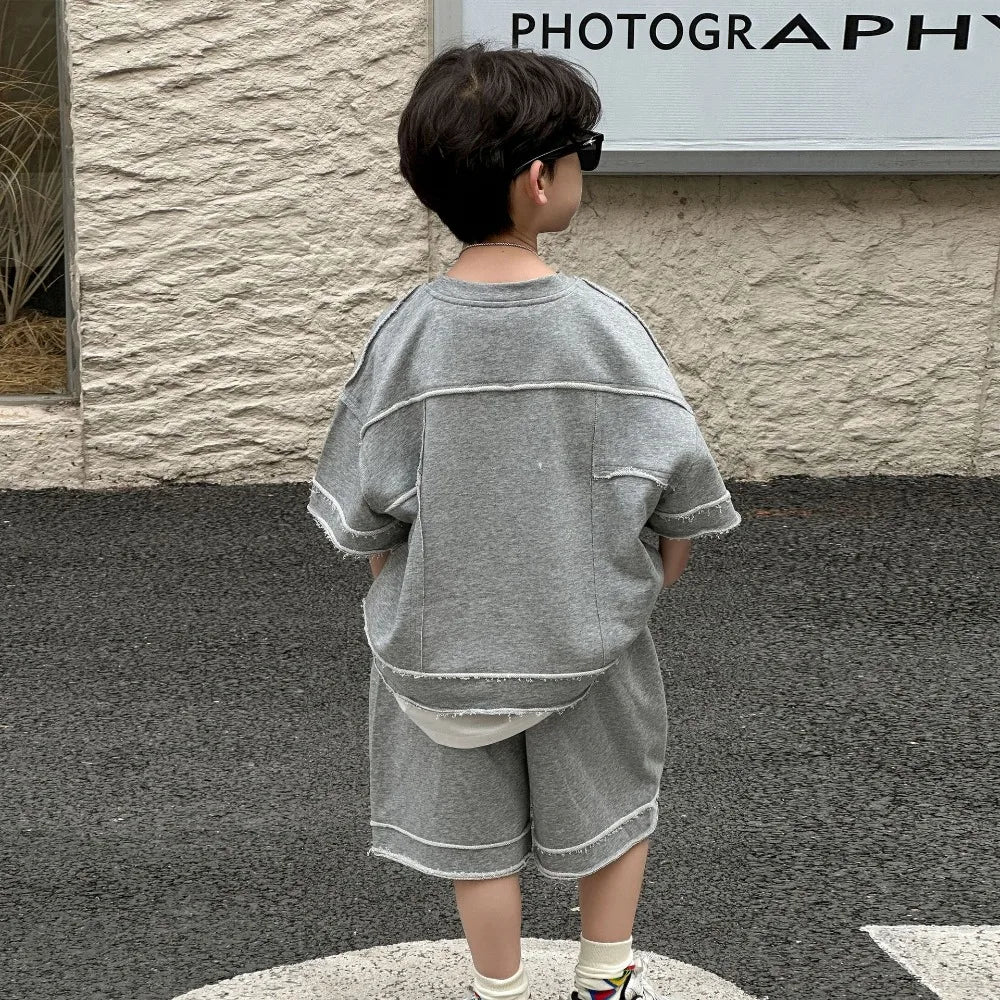 Kids Summer Short-Sleeve Shirt and Shorts Set