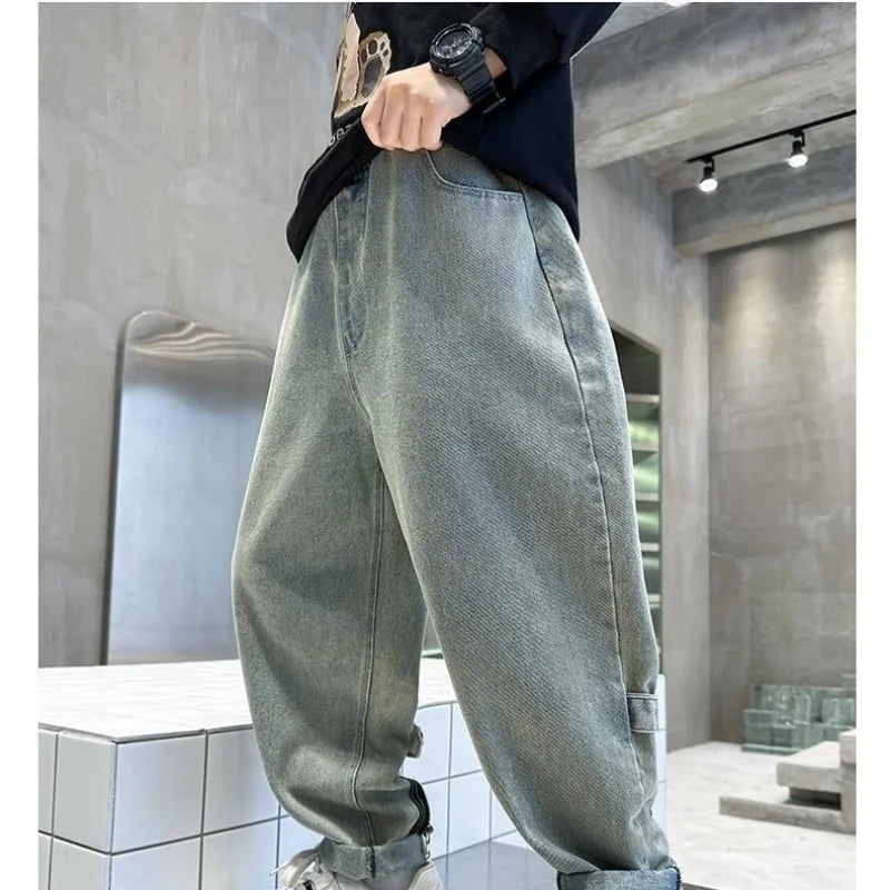 Children's Retro Loose Straight Jeans – Wide Leg Denim Pants for Boys & Girls | Spring/Autumn
