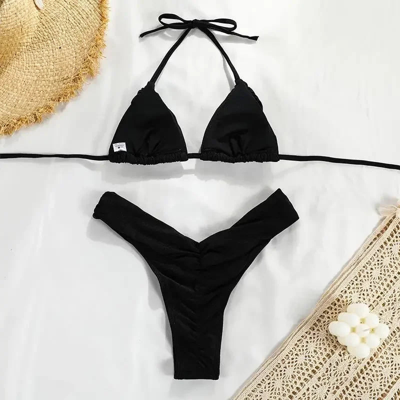 Women’s Printed Bikini Set – Halter Backless Swimwear, Beachwear, Biquini