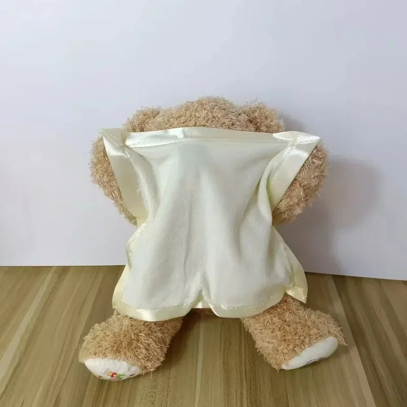 Shy Teddy Bear Electric Plush Toy – Peekaboo Talking & Moving Stuffed Animal for Kids, Baby Entertainment Gift