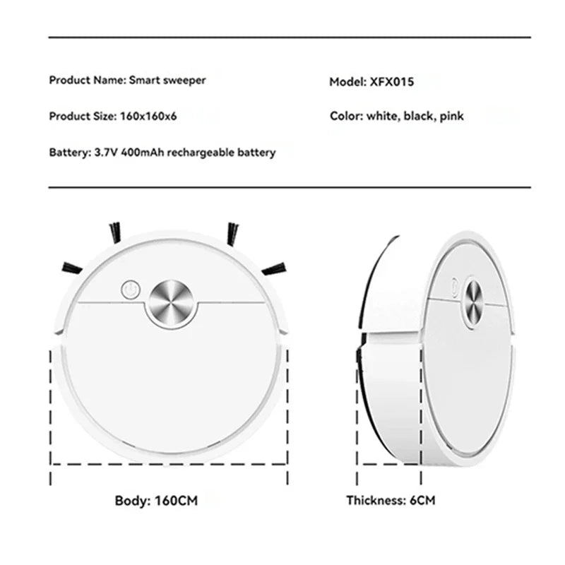 Automatic Robot Vacuum Cleaner 5-in-1 – Smart Sweeper, Mop & Mini Cleaning Machine with USB Charging for Home (2026 Model)