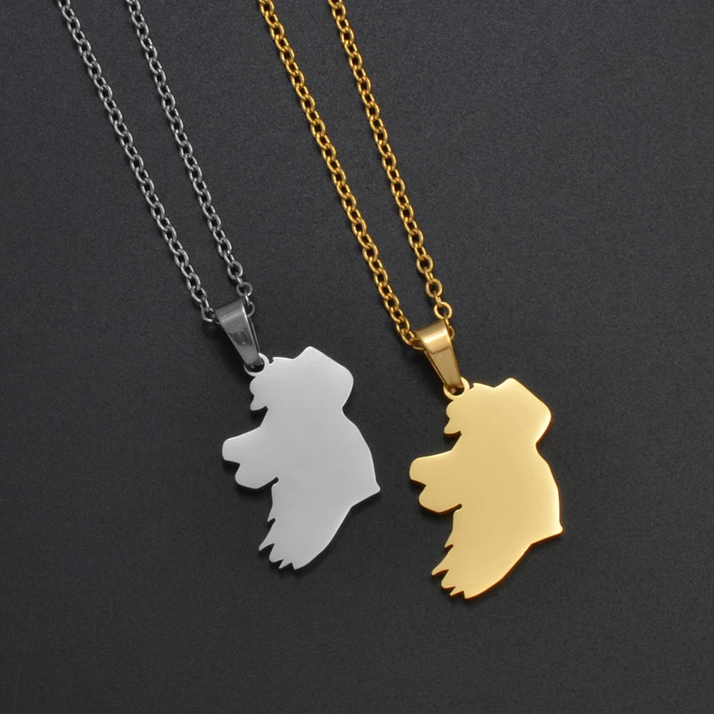 Ireland Map Pendant Necklace – Stainless Steel Éirinn Jewelry
