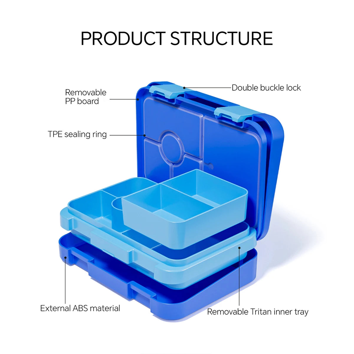 Cartoon Printed Microwavable Bento Lunch Box with 5 Compartments