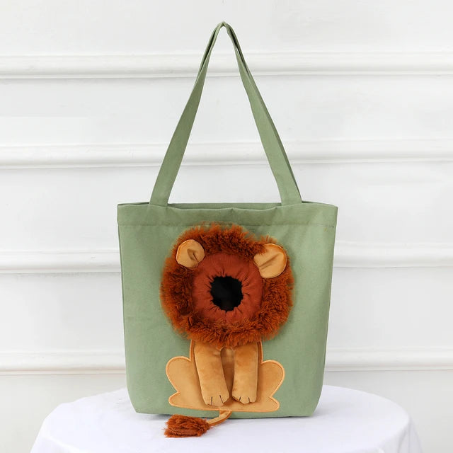 Pet Canvas Shoulder Bag Lion shaped Cat Tote Bag Comfortable Pet Tote Bag Shoulder Bag Portable Outdoor Cat Tote Bag