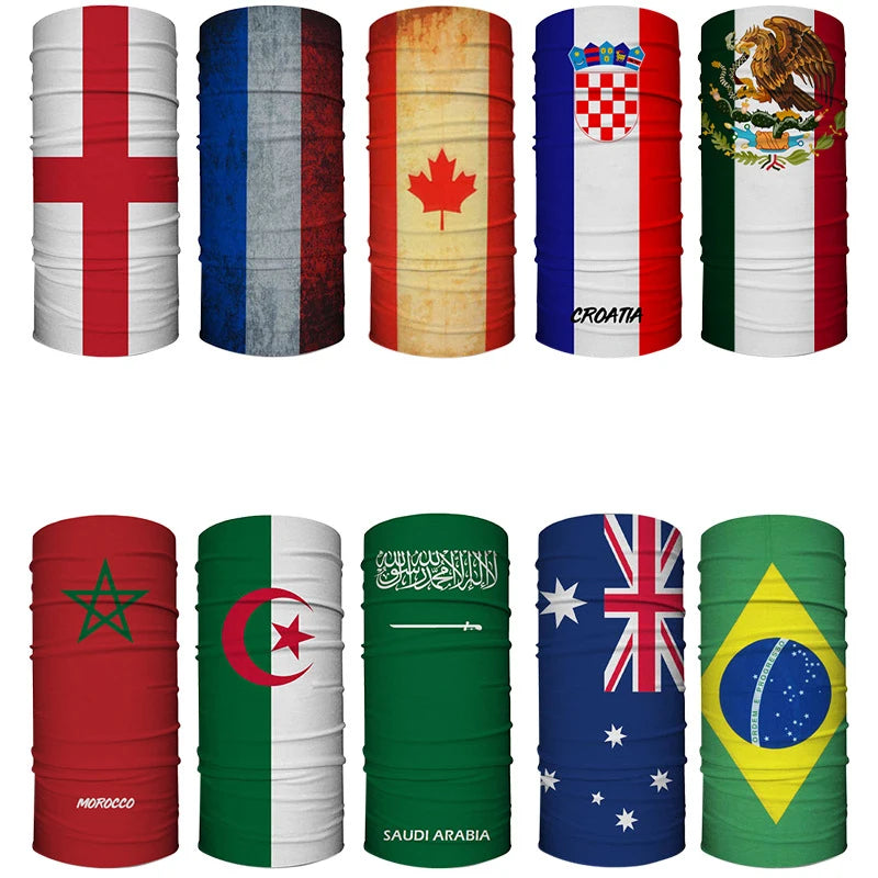 2026 World Football Fans Flag Headscarf – Windproof Seamless Face Mask & Neck Gaiter