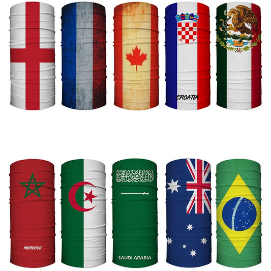2026 World Football Fans Flag Headscarf – Windproof Seamless Face Mask & Neck Gaiter