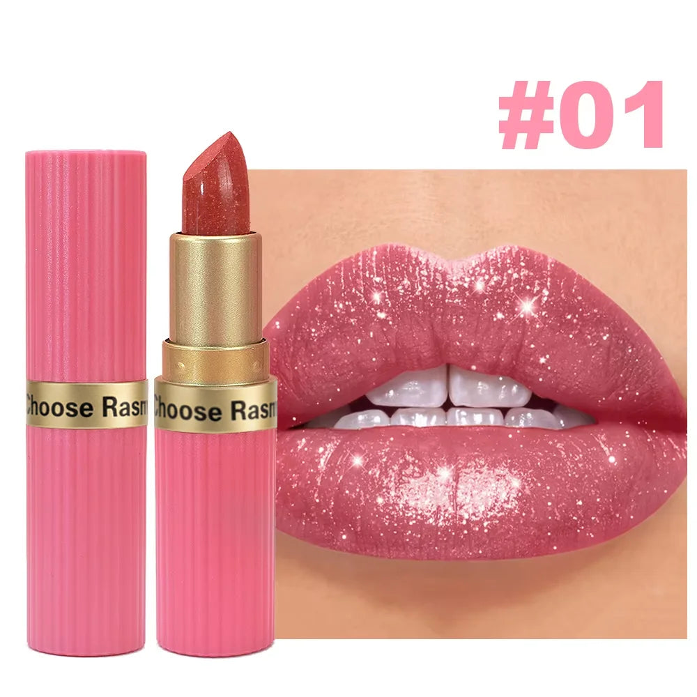 Pearlescent Velvet Lipstick – Long-Lasting Metallic Shimmer Finish, Waterproof Makeup