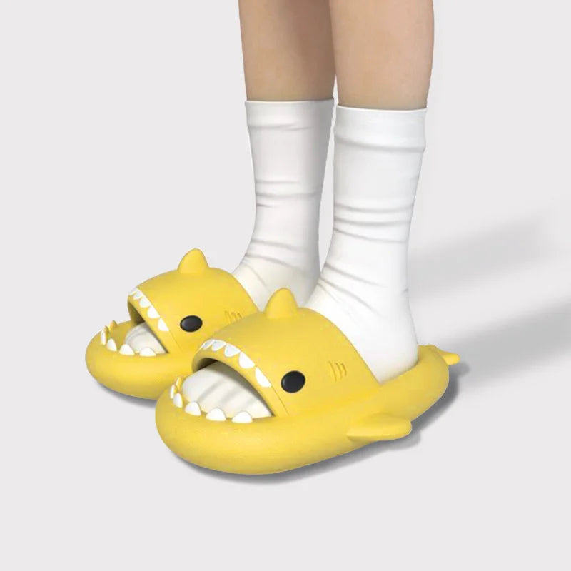 Thick-Sole Shark Slippers — EVA Slide Sandals