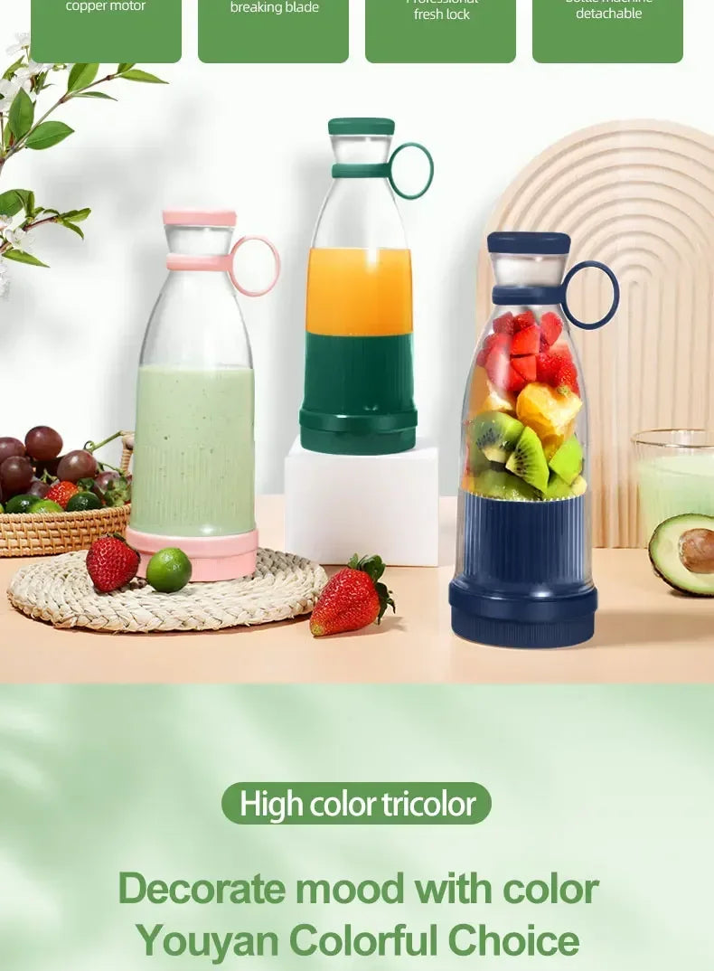 Portable USB Electric Juicer Blender, Mini 6-Blade Fruit & Milkshake Mixer for Fresh Juice