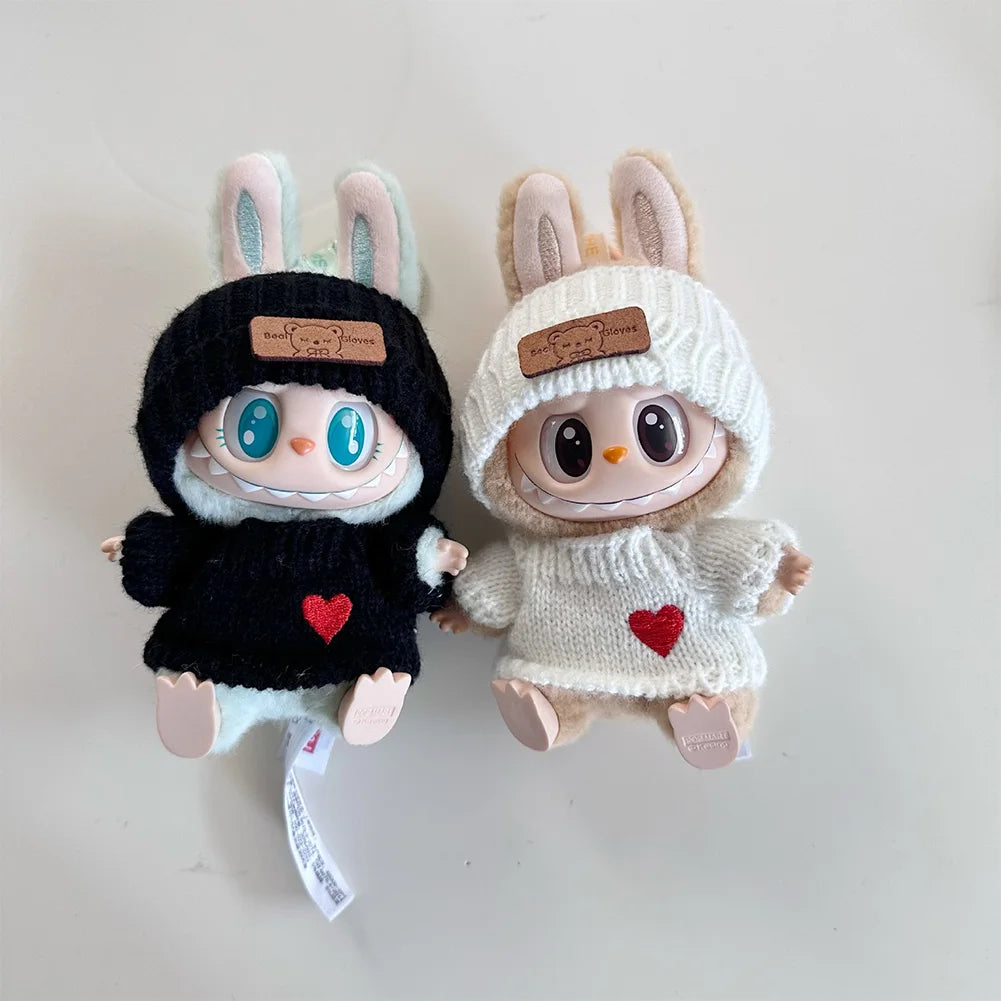17cm Labubu Doll Clothes Outfit – Accessories for Kpop EXO Labubu Idol V1/V2, Skirt & Sweater Clothing Gift"