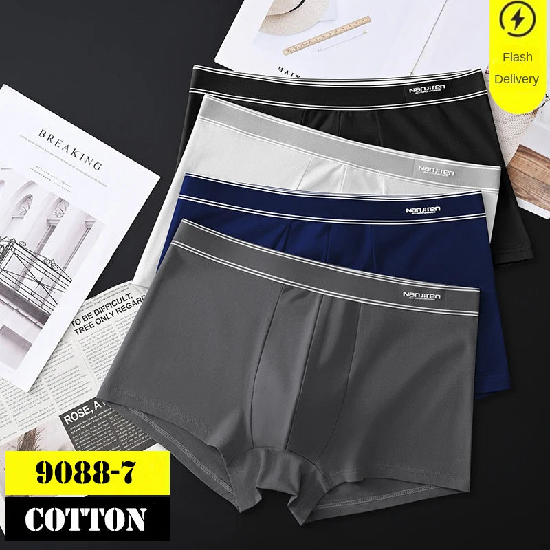4-Pack Men's Cotton Boxer Shorts with Print Design
