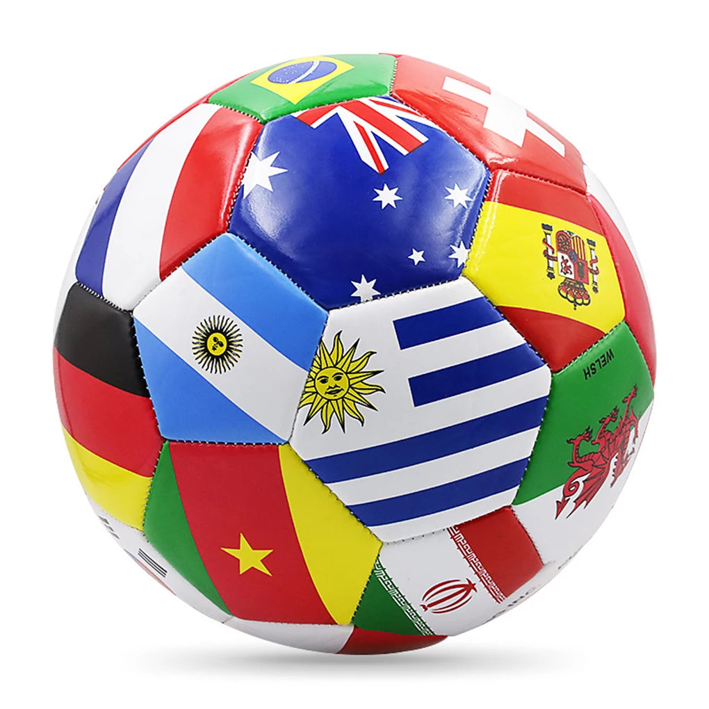 Official Size 5 Flag Print Soccer Ball – Durable PVC Football for Training, Match Play & Outdoor Games