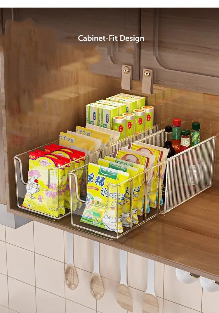 Clear Plastic Expandable Spice Organizer with Dividers – Snack, Tea Packet & Pantry Storage Containers