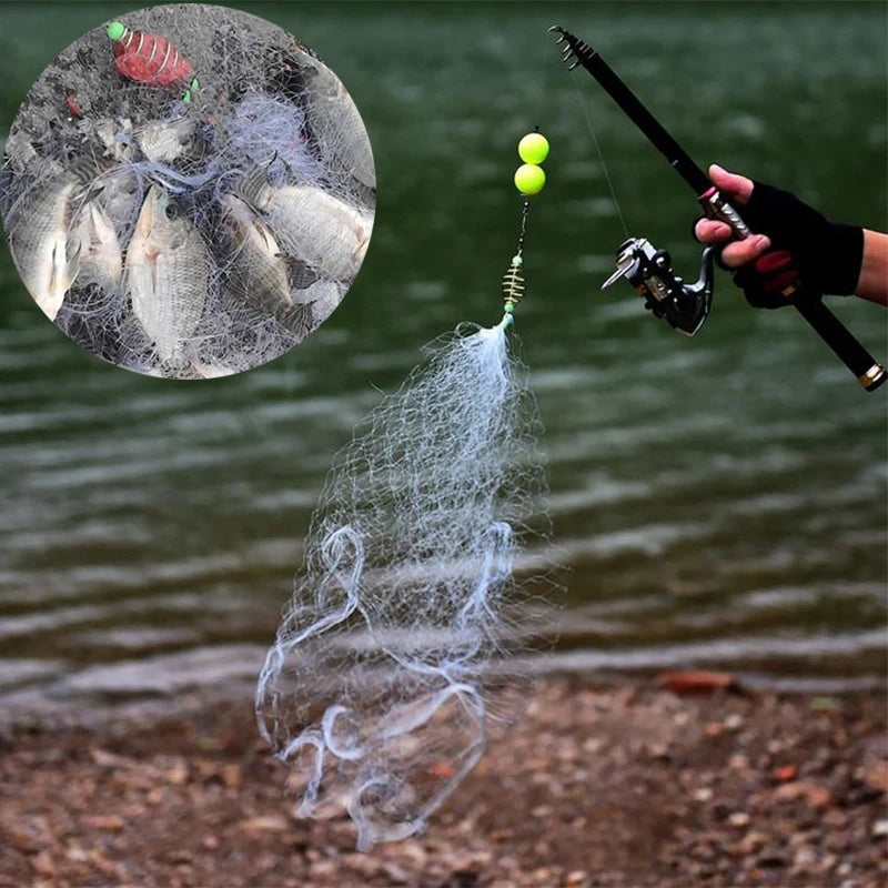Fishing Net Trap with Luminous Beads – Multi-Size Mesh Gill Net for Sea & Freshwater Fishing