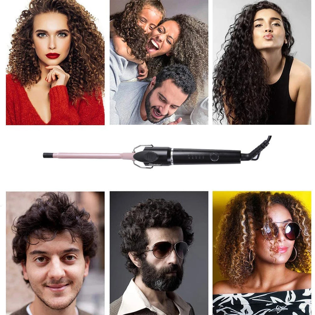 9mm Ceramic Curling Wand Hair Curler – Tourmaline Barrel with Constant Temperature for Professional Salon Styling