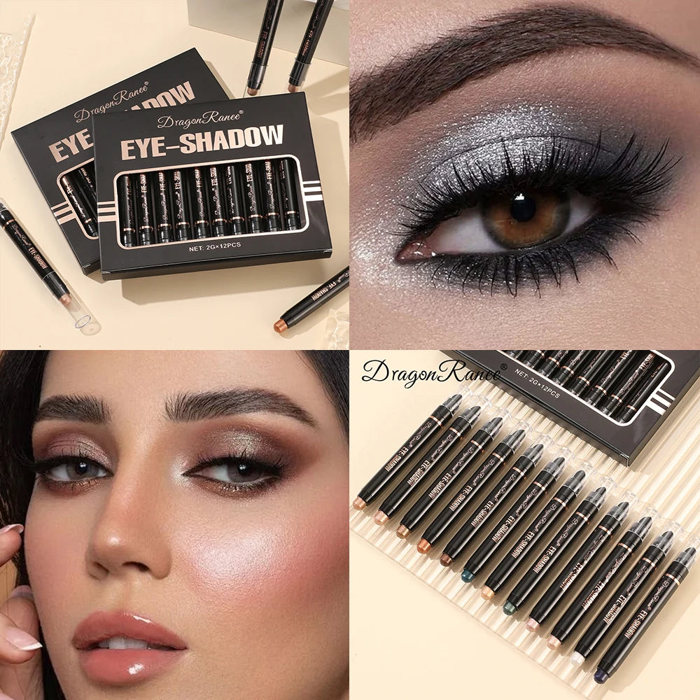 12-Piece Eyeshadow Pen Set – Pearlescent Shimmer, Silky Smooth, Smudge-Resistant, Long-Lasting Eye Makeup Kit