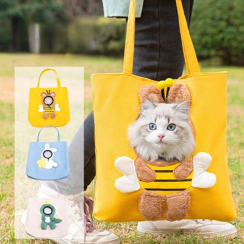 Pet Canvas Shoulder Bag Lion shaped Cat Tote Bag Comfortable Pet Tote Bag Shoulder Bag Portable Outdoor Cat Tote Bag