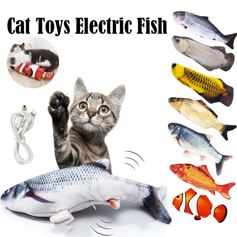 Interactive Electric Fish Cat Toy with USB Rechargeable Motion for Chewing, Playing & Entertainment