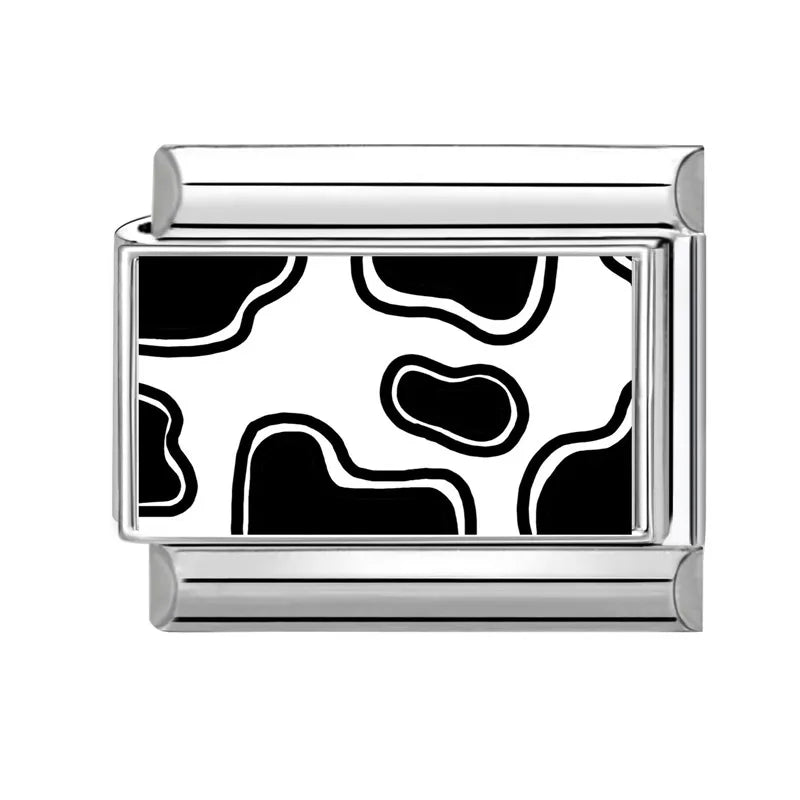 DIY Italian Charm Bracelet – Black & Red Cat Eye, Heart & Stripe Charms, 9mm Stainless Steel