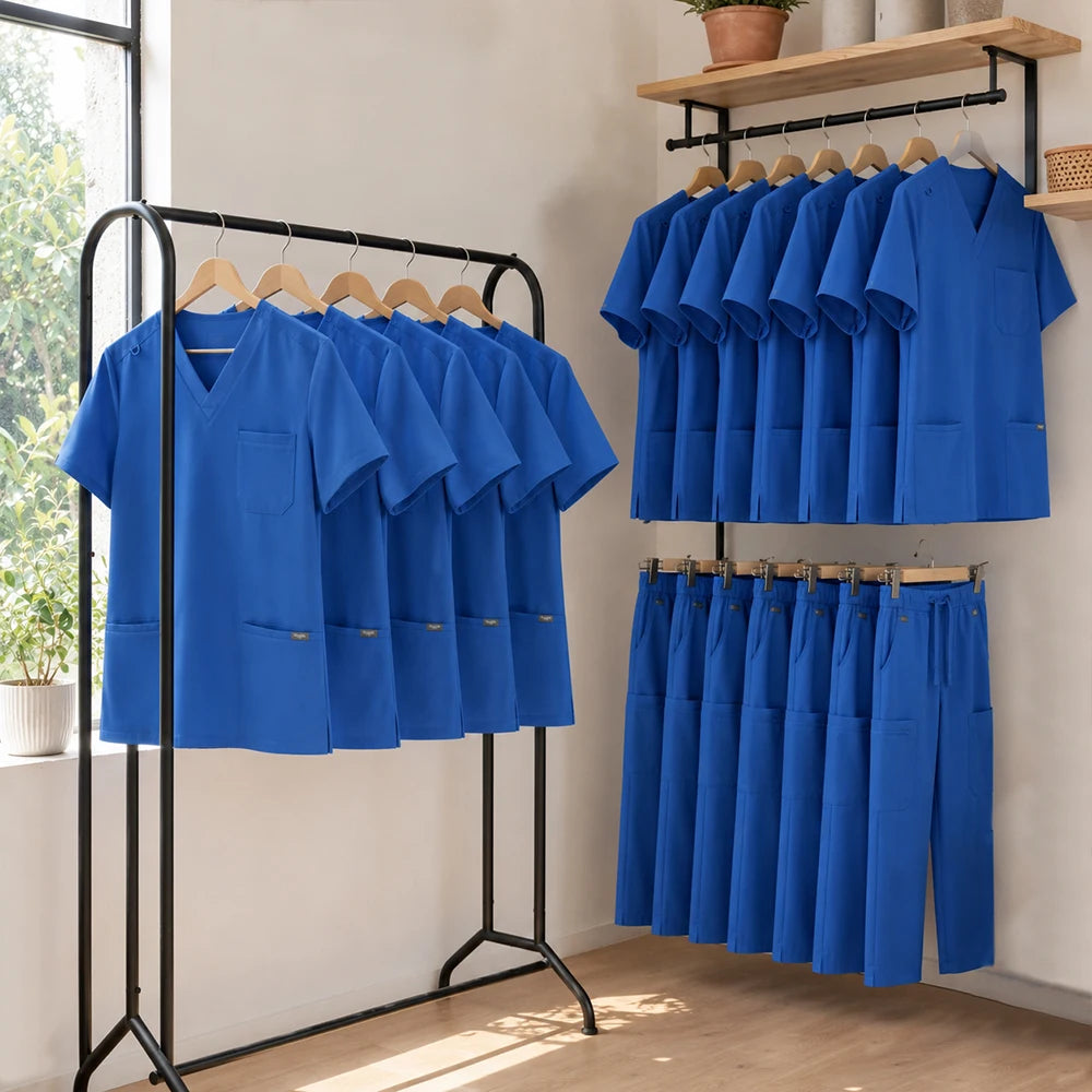 Medical Scrubs Set – V-Neck Top & Pants for Men and Women