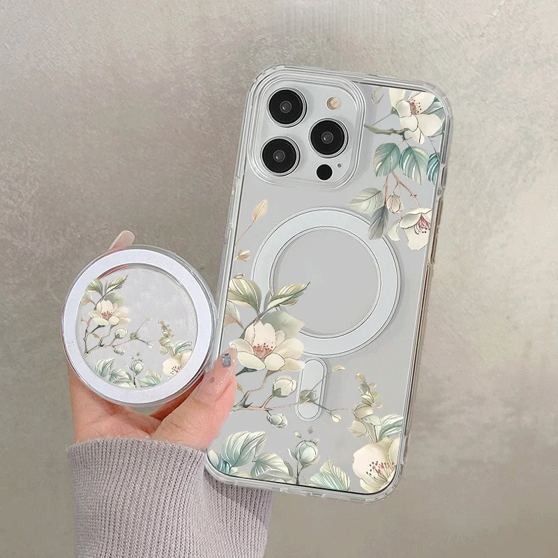 Flower Magnetic Stand Phone Case with MagSafe