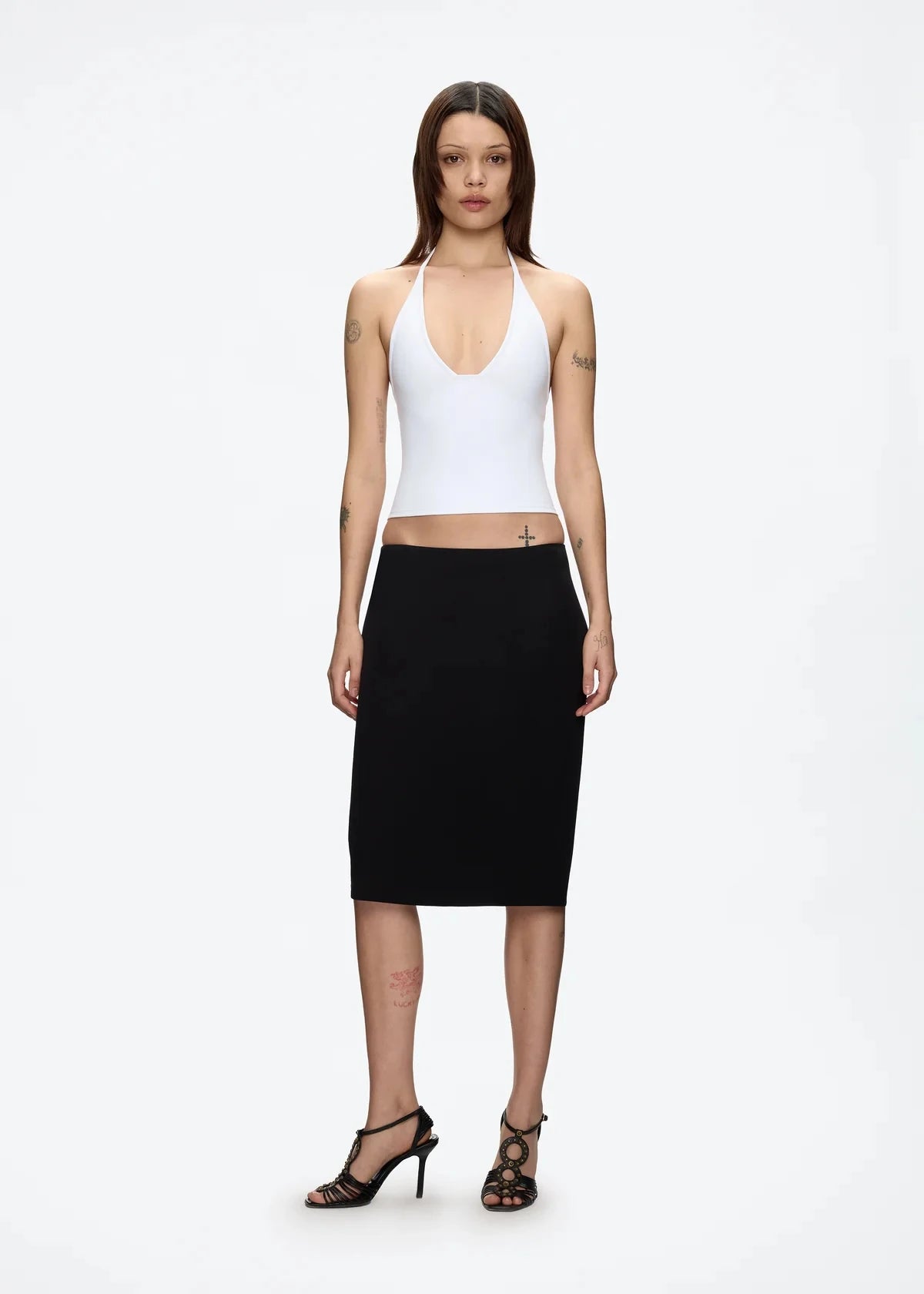 Women’s Halter Neck Tank Top – Deep V-Neck, Slim Fit, Cropped Sleeveless Camisole, Retro Style
