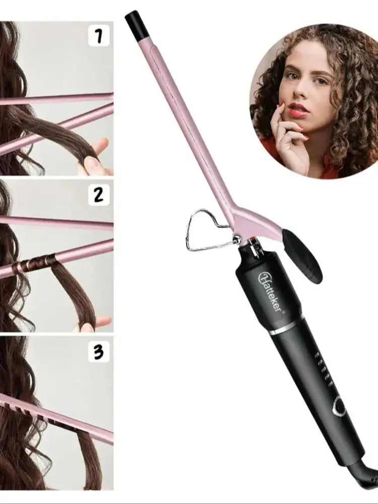 9mm Ceramic Curling Wand Hair Curler – Tourmaline Barrel with Constant Temperature for Professional Salon Styling