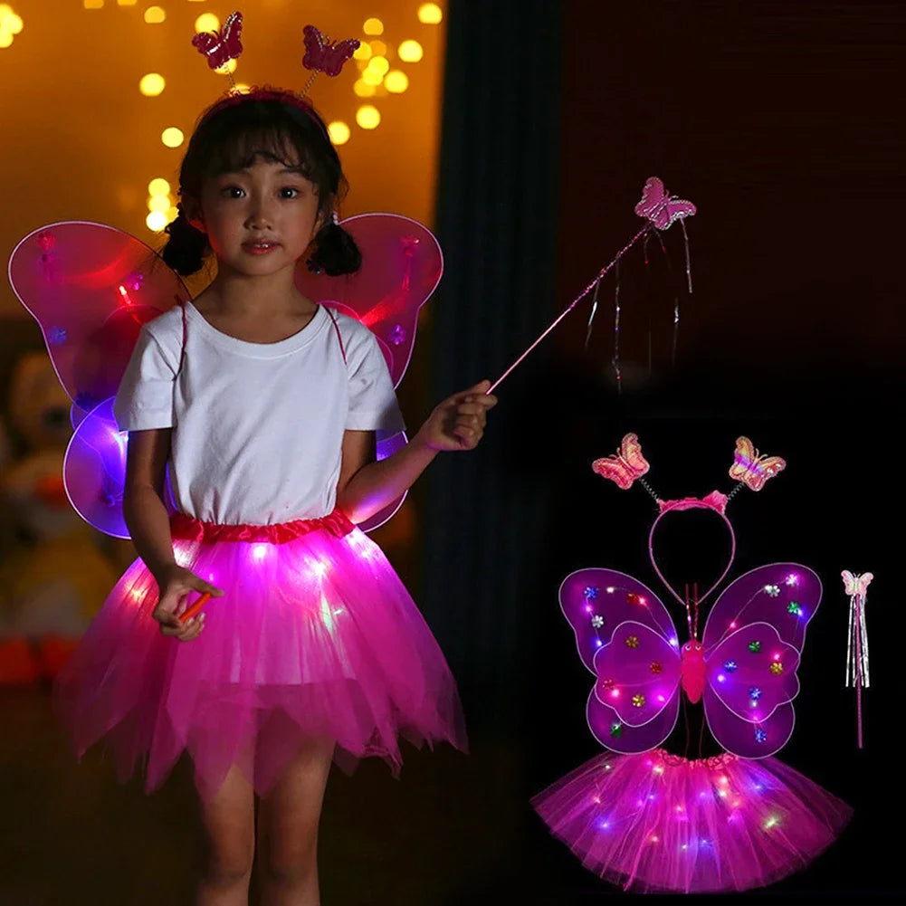 LED Glowing Butterfly Wings Costume Set for Girls