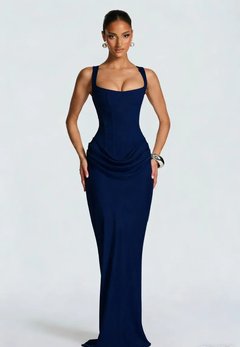 Fishbone Strap Evening Dress