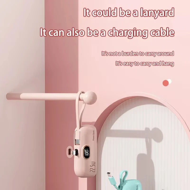 30000mAh Capsule Power Bank Fast Charge Portable Mobile Power Supply Emergency External Battery for Type-C, iPhone, Android
