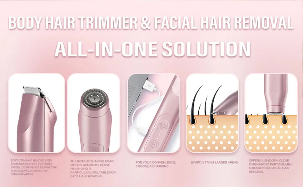 Electric Shaver for Women – 2-in-1 Epilator & Razor | Painless Hair Removal for Body, Legs, Face, Bikini & More