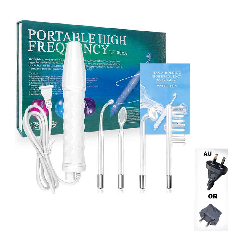 4-in-1 High-Frequency Facial Wand – Galvanic Therapy Tool for Acne, Anti-Aging, Hair Growth & Skin Care