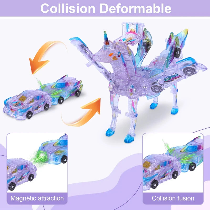 CONUSEA 2-in-1 Magnetic Shape-Shifting Deer Car Toy Set