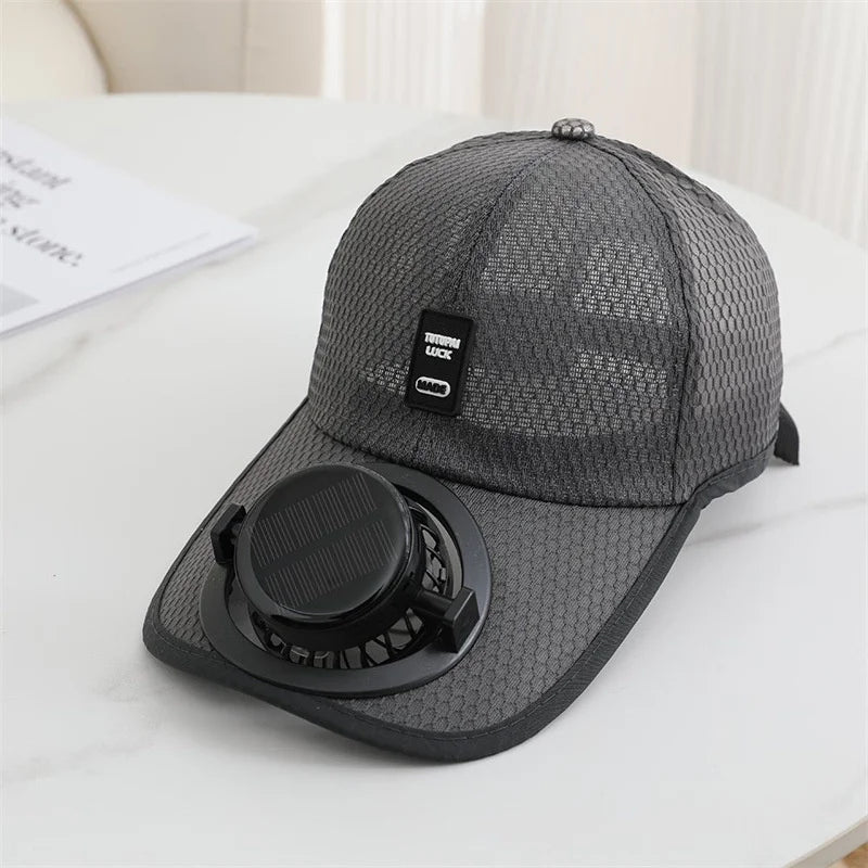 Solar Fan Baseball Cap with USB Charging — Unisex Outdoor Hat