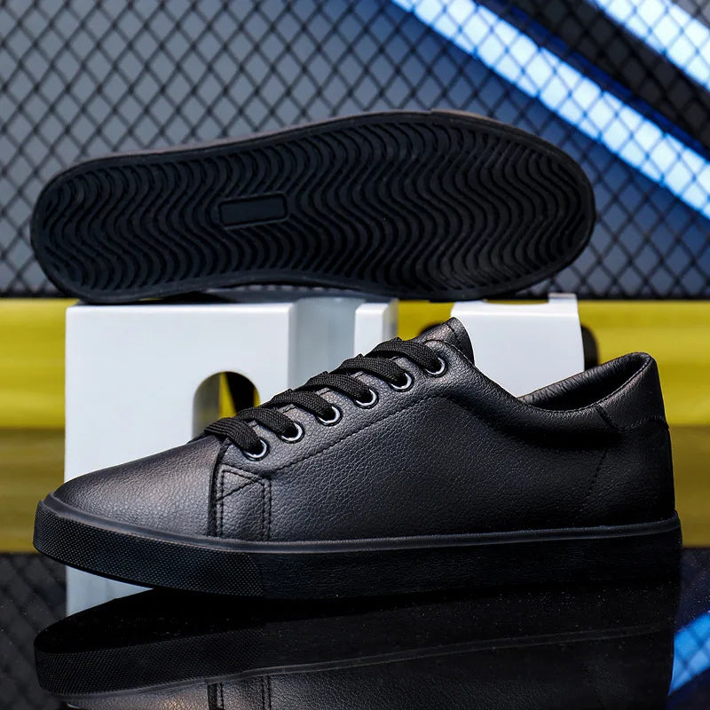Men’s Black Casual Sneakers – Soft Comfortable Street Style Shoes