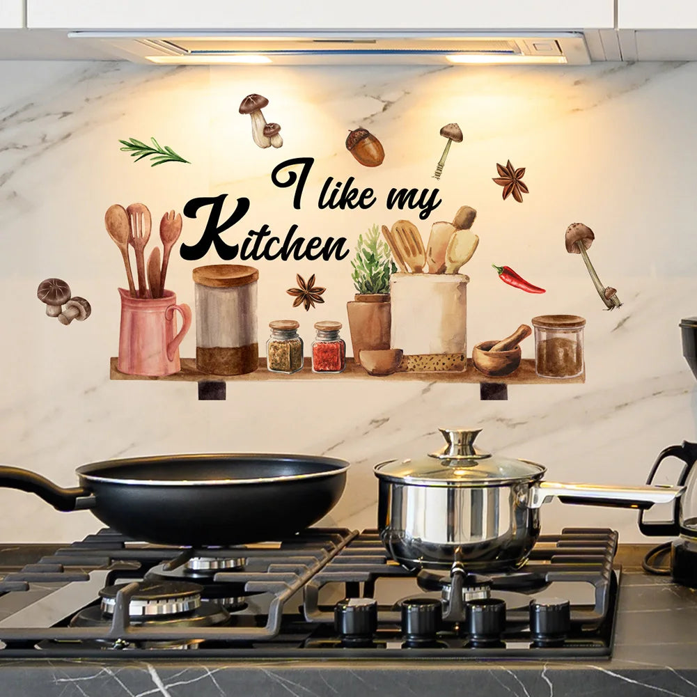 30*60cm Cartoon Pattern Wall Stickers DIY Cafe Restaurant Living Room Home Decoration Self-adhesive Kitchen Decorative Stickers