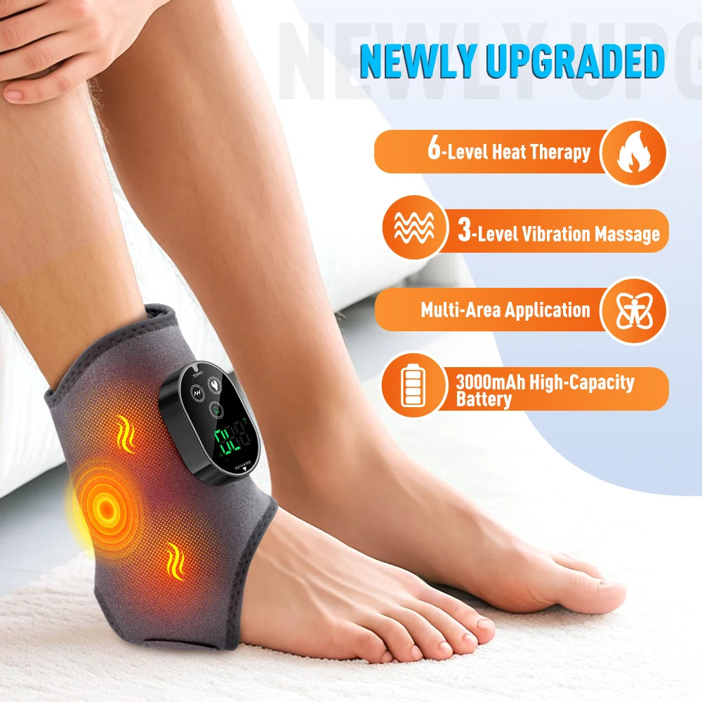 Smart Heated Foot & Ankle Massager – Adjustable Compression & Multi-Speed Vibration for Relaxation and Recovery