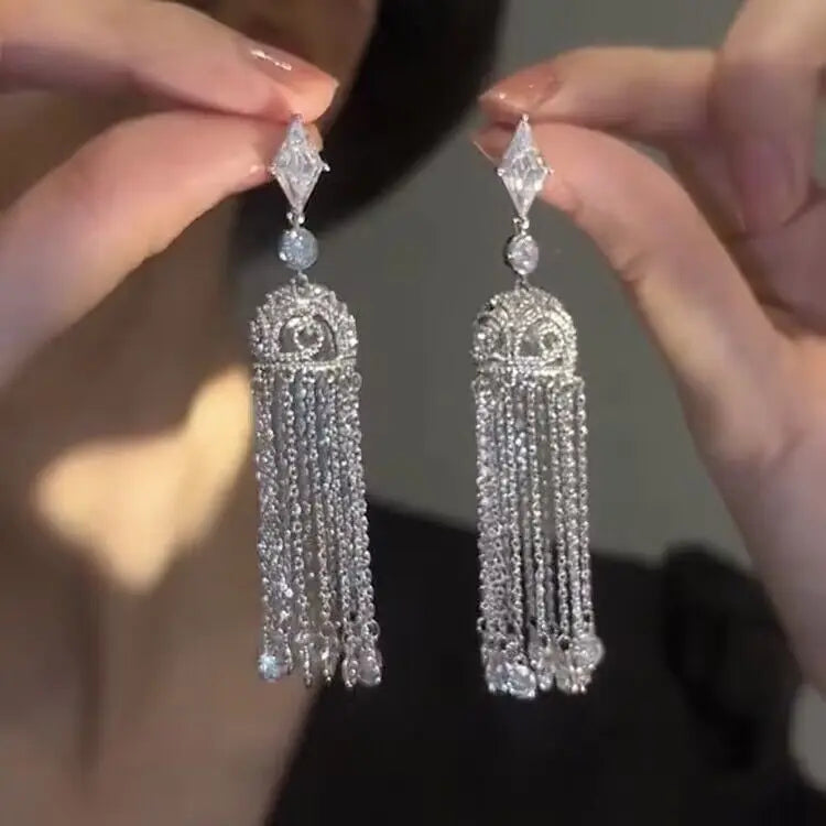 Gorgeous Geometric Drop Earrings for Women with Cubic Zirconia – Luxury Wedding & Party Jewelry