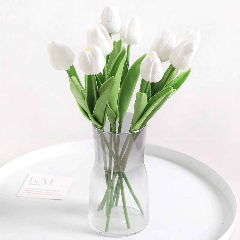 10Pcs Of Artificial Plant Tulip Soft Pole Room Dining Table Decoration Wedding Party Garden DIY Christmas Anniversary Decor